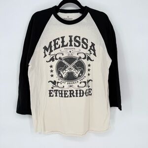 Melissa Etheridge Black and White Baseball Raglan Tee 2024 Tour Rock Alternate